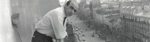 Shahrokh Meskoob leaning over a balcony in 1950