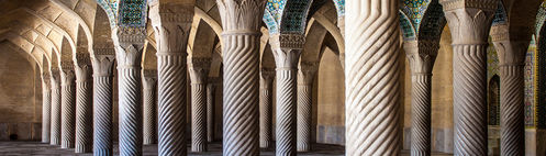 Pillars inside mosque in Iran