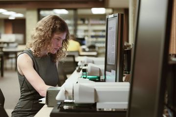 Anna Polishchuck works in the library archives